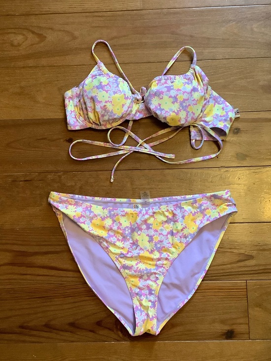 Blu C Other - Pastel Floral Two-Piece Bikini Set in Yellow & Lavender